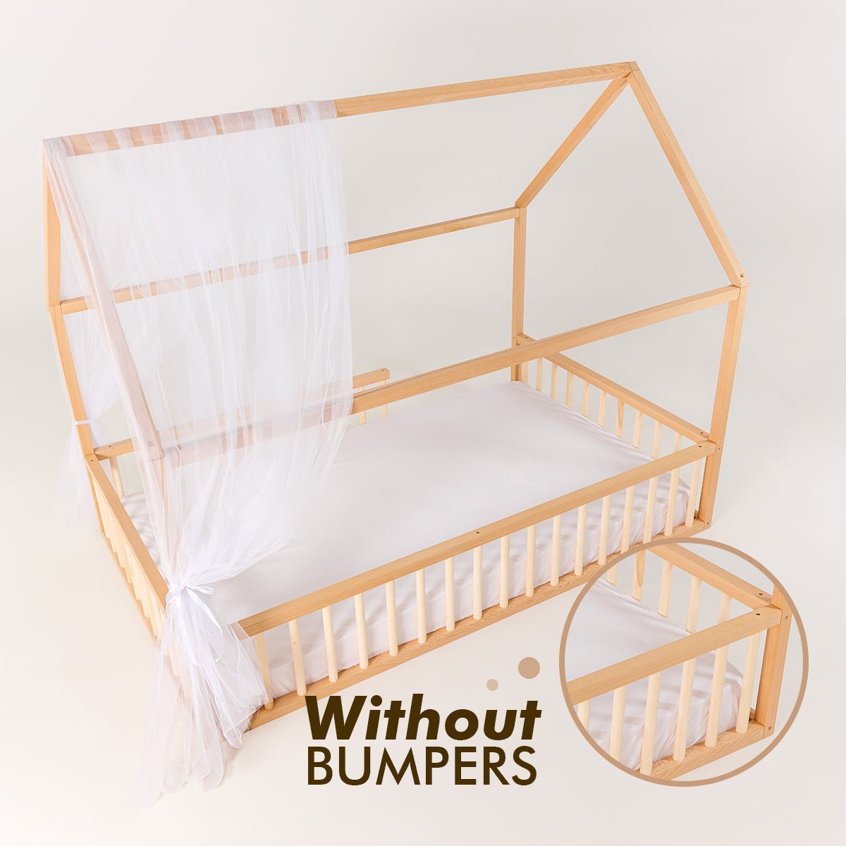 Goodevas Montessori House Bed with Fence – Hardwood Floor Bed – Beds for children, available at Learning Bugs UK