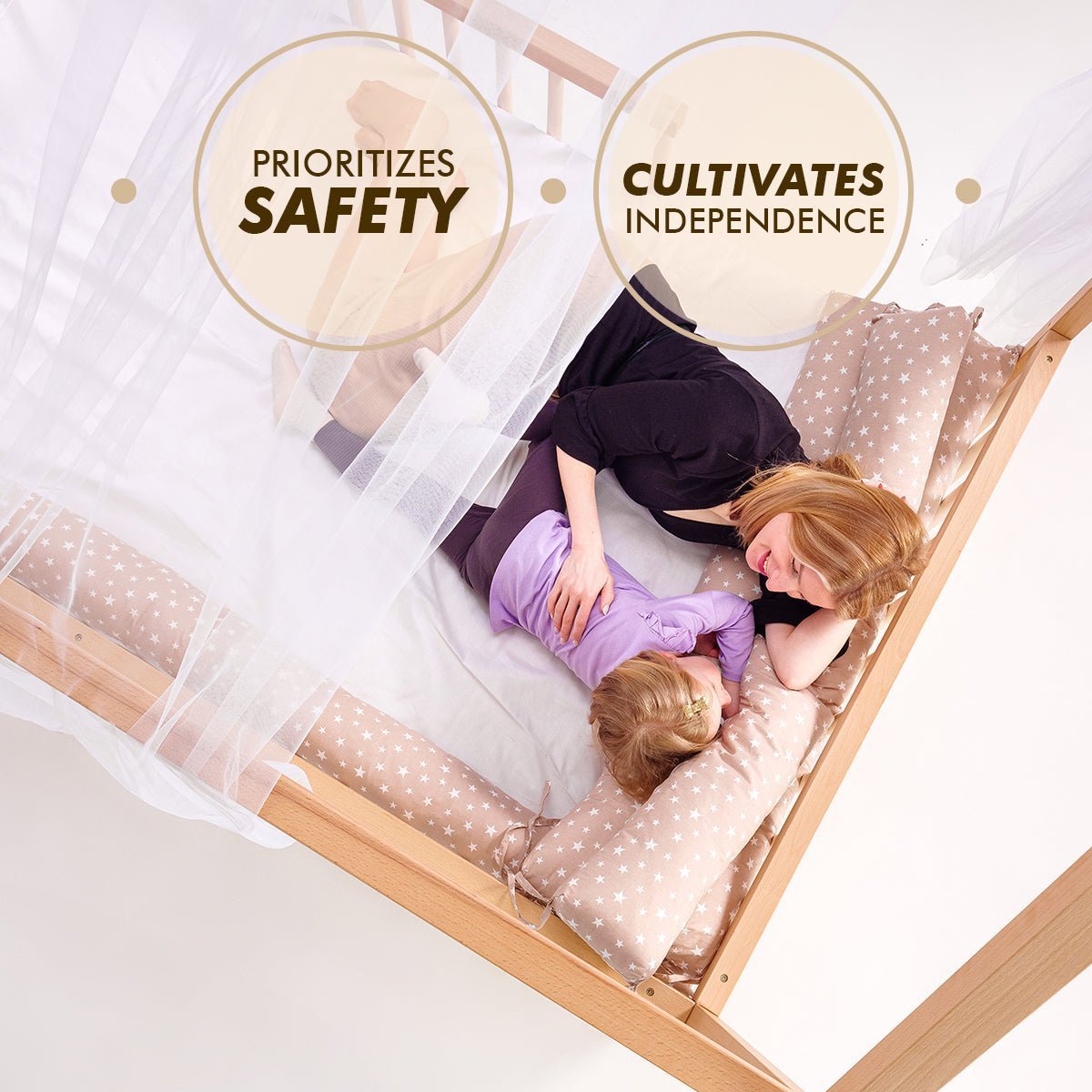 Goodevas Montessori House Bed with Fence – Hardwood Floor Bed – Beds for children, available at Learning Bugs UK