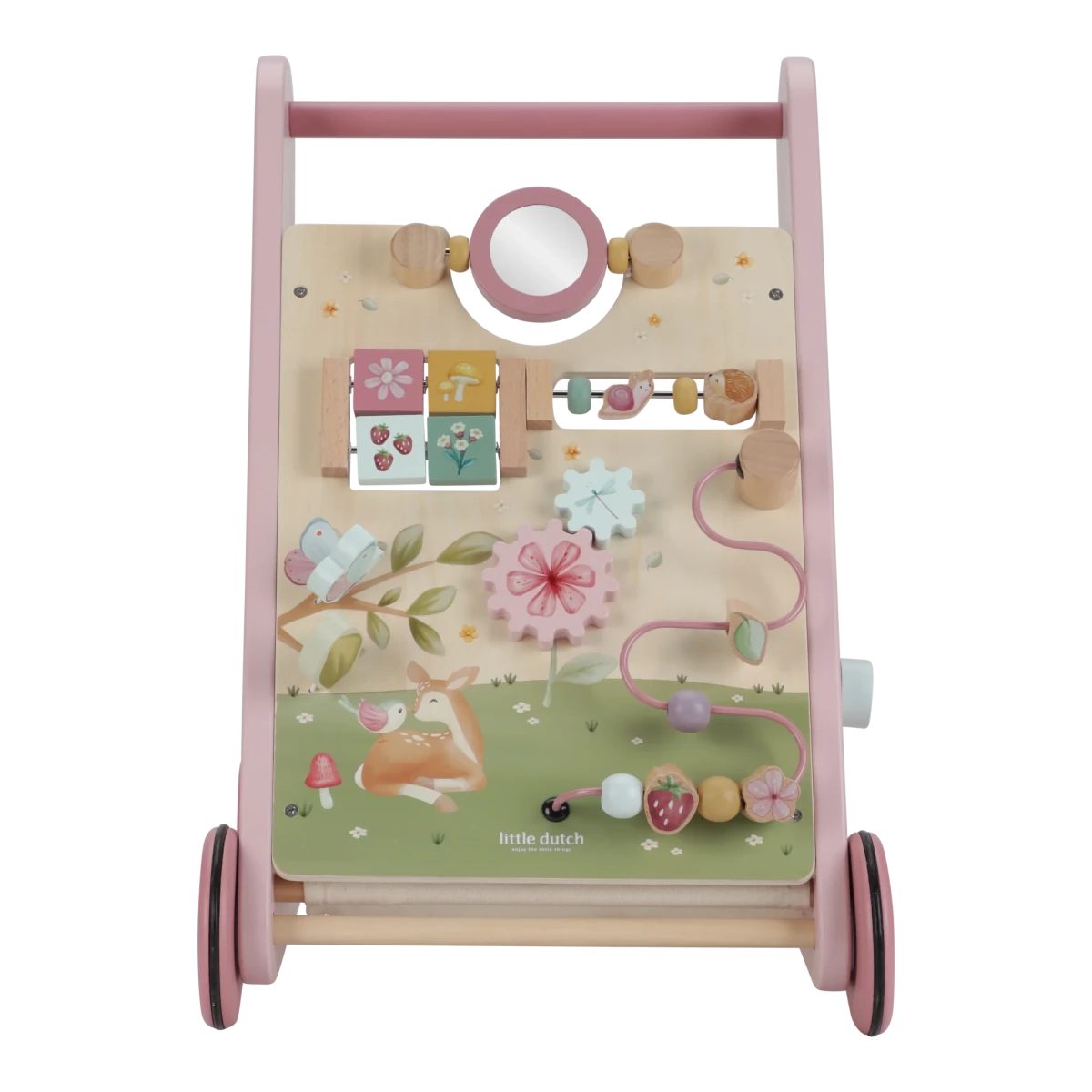 Little Dutch Multi Activity Baby Walker Fairy Garden – Wooden baby activity walker for children, available at Learning Bugs UK