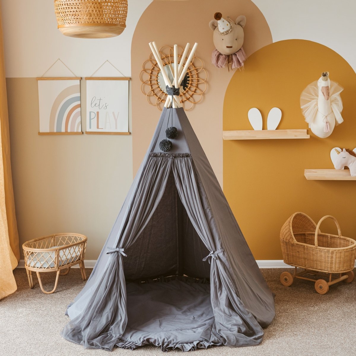 MINICAMP Kids Playmat with Ruffled Border in Grey – Playmats for children, available at Learning Bugs UK