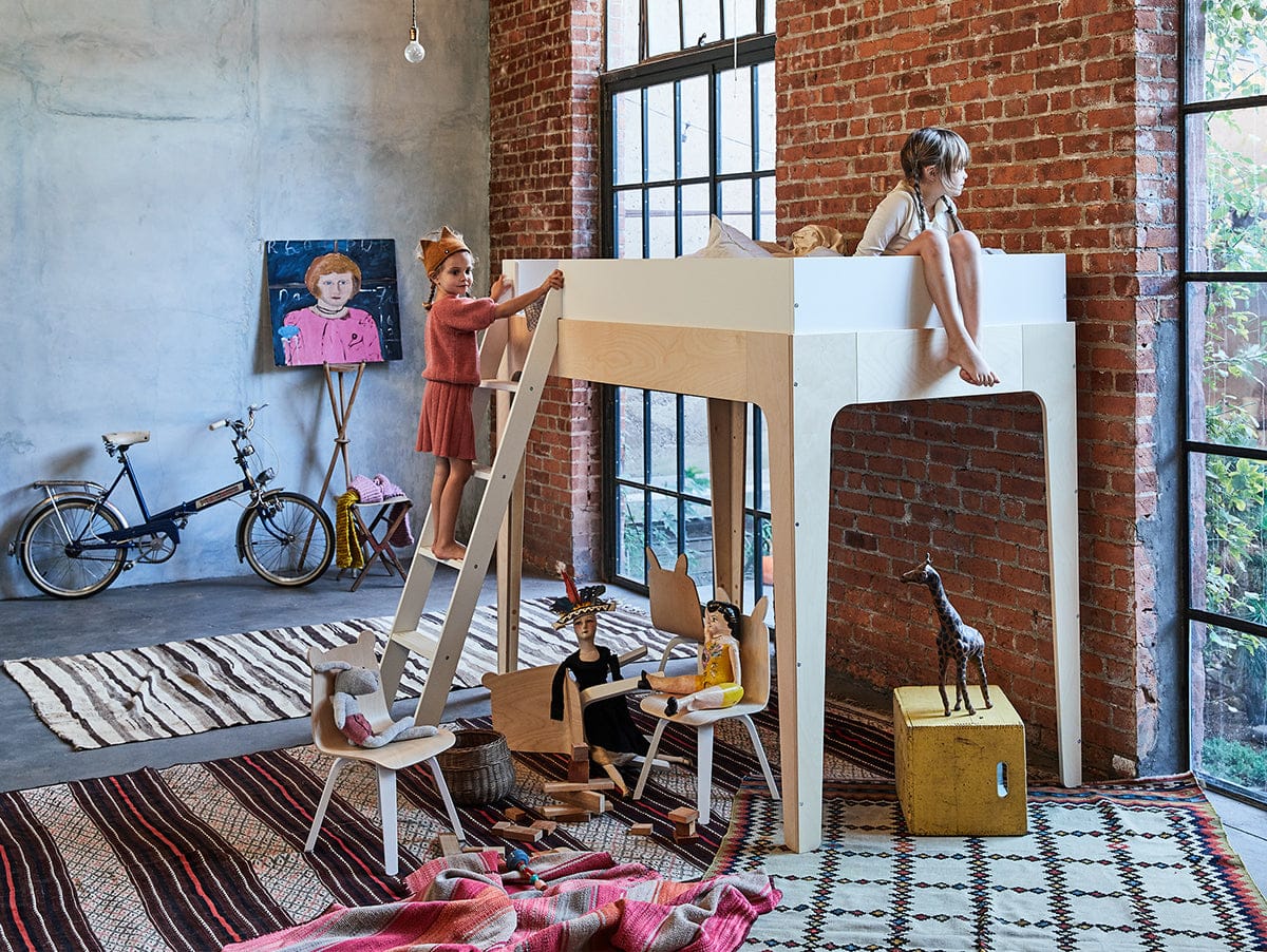 Oeuf Perch Loft Bed - White & Birch, view 3