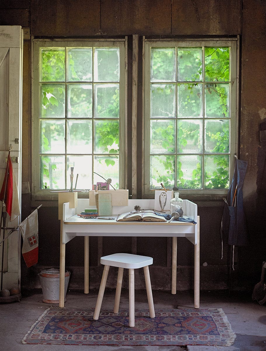 Oeuf Square Stool - White & Birch, view 3
