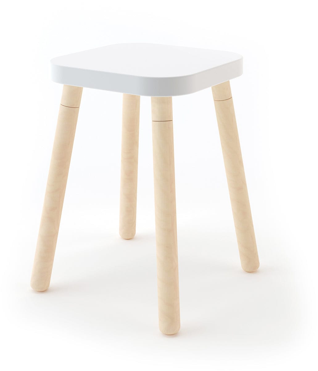 Oeuf Square Stool - White & Birch, view 2
