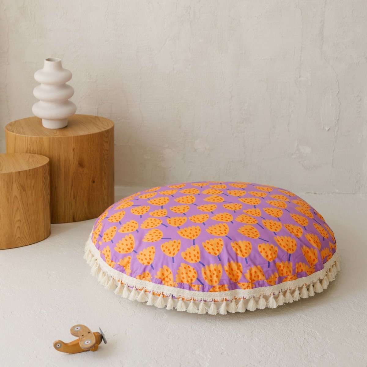 MINICAMP Large Kids Floor Cushion in Vibrant Tulip Pattern – Floor Pillows for children, available at Learning Bugs UK