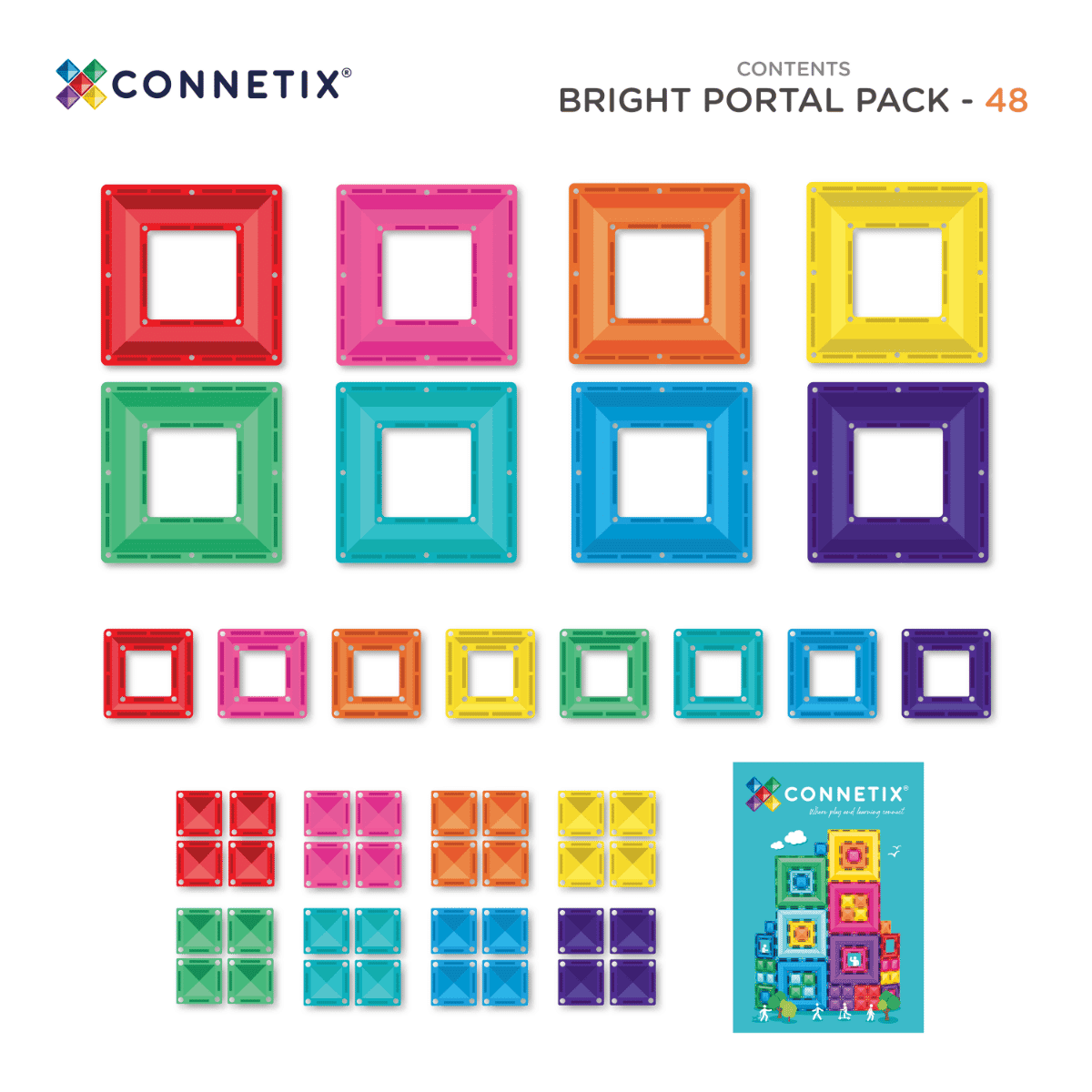 Connetix Magnetic Tiles 48pc Bright Portal Pack