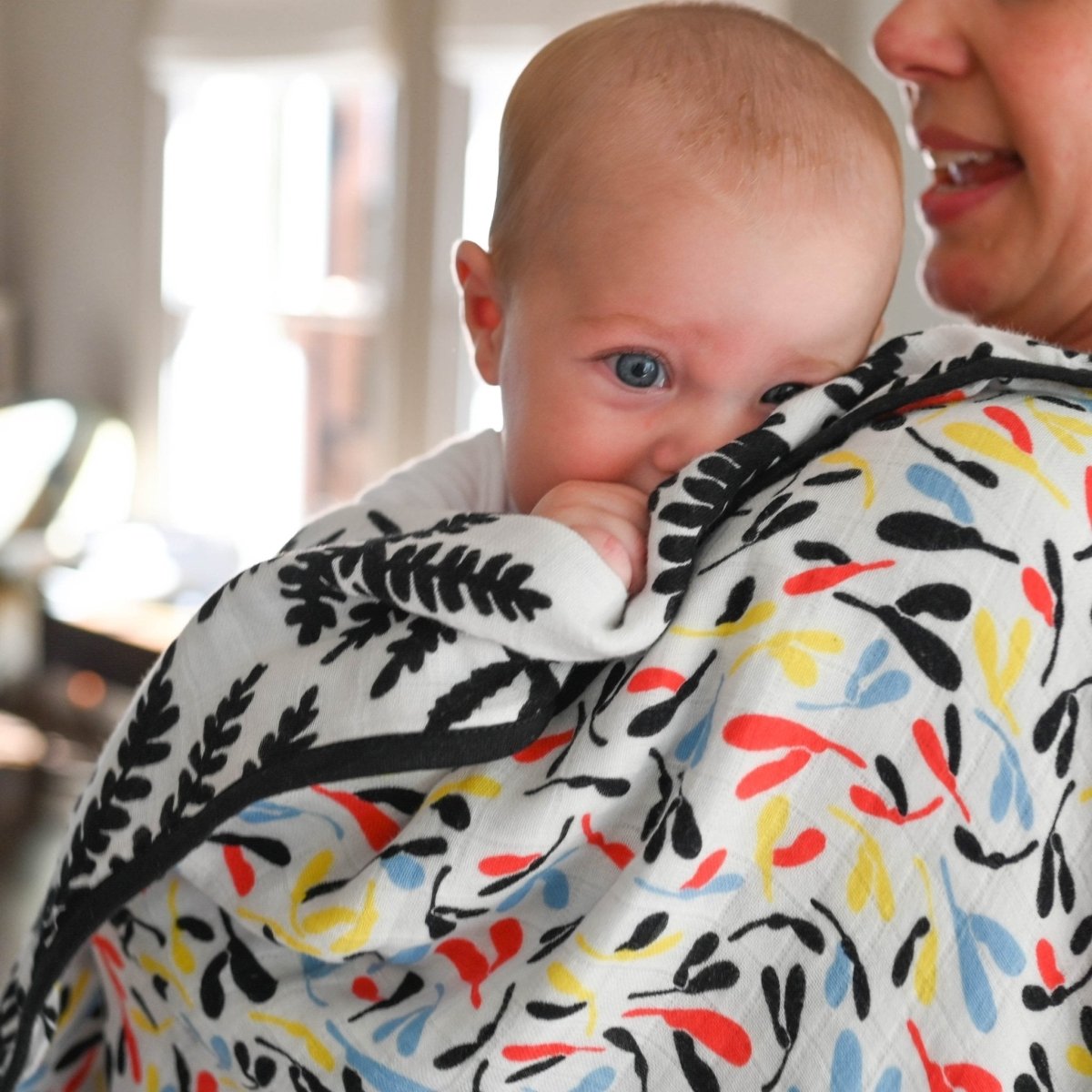 Plant Print Muslin Blanket - reversible – Blankets for children, available at Learning Bugs UK
