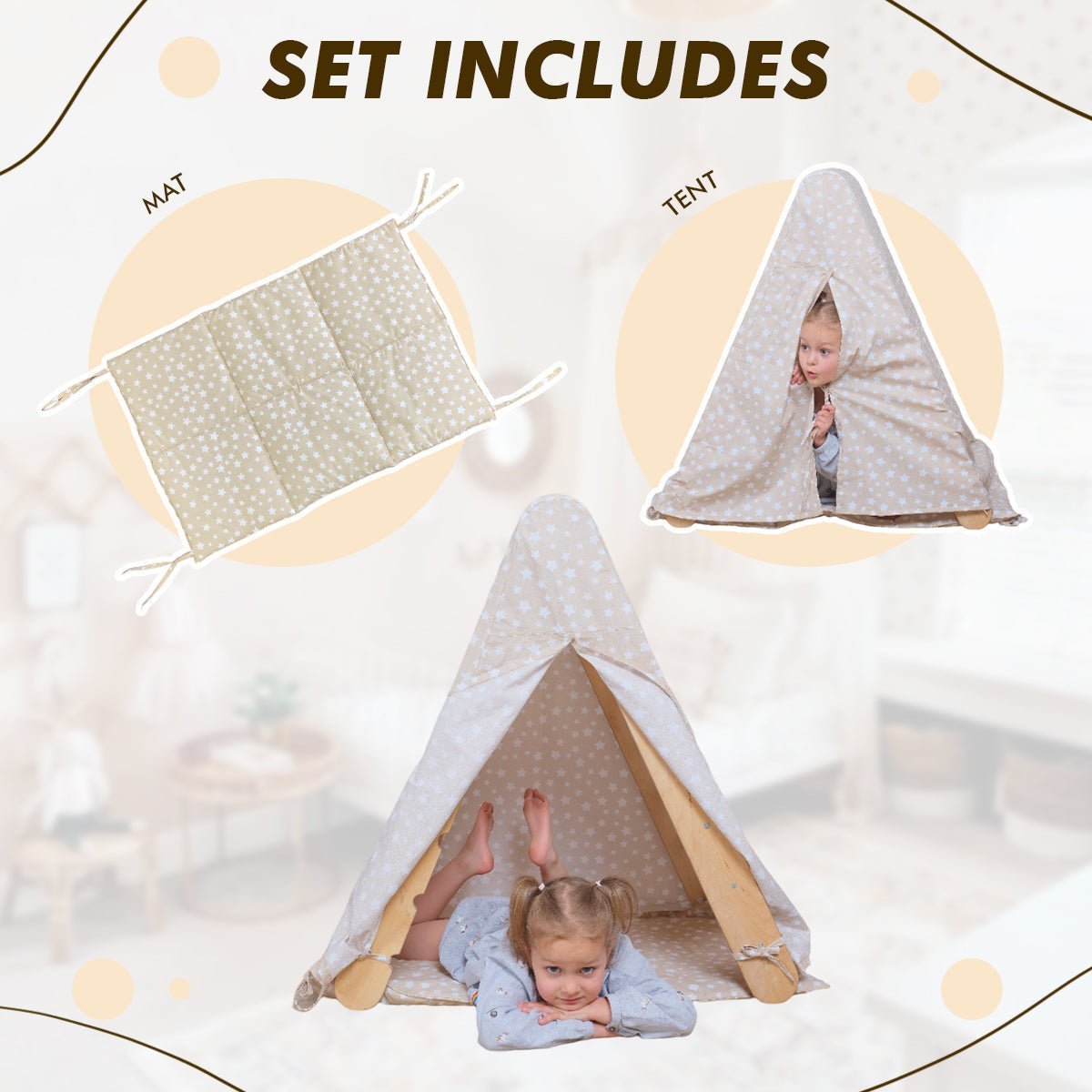 Goodevas Play Tent Cover with Mat for Pikler Triangle – Accessories for children, available at Learning Bugs UK