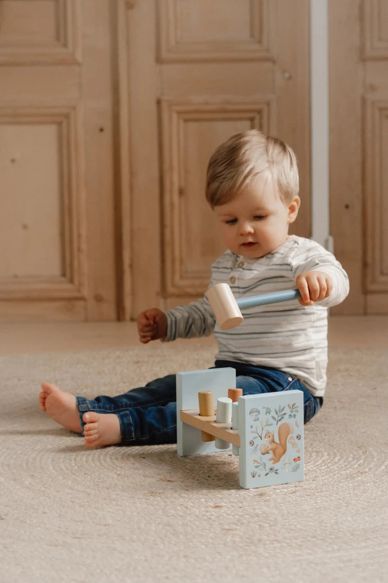 Little Dutch Pounding Bench Forest Friends – Pounding Bench for children, available at Learning Bugs UK