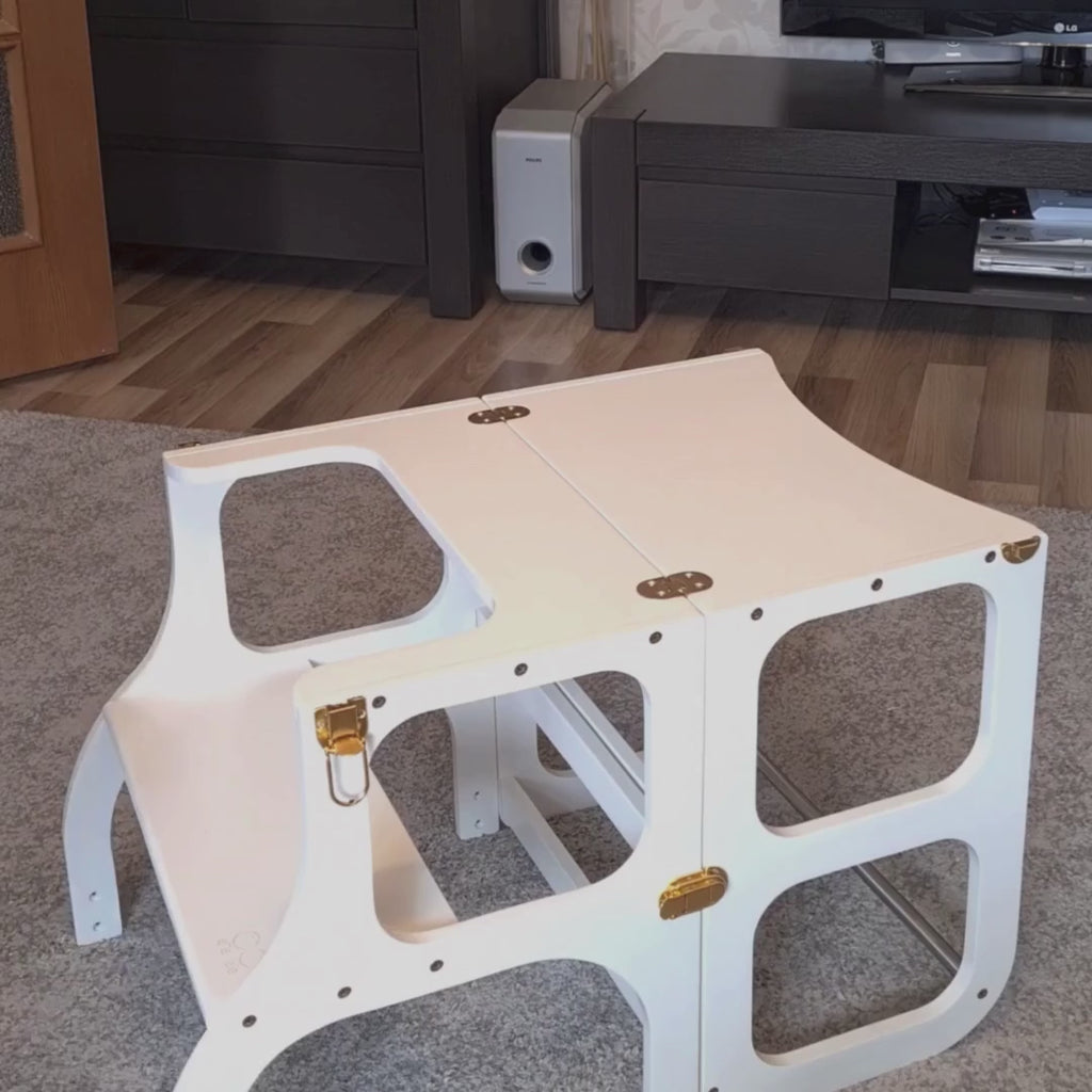 Ette Tete STEP'n'SIT Wooden Helper Tower 2 in 1 with Antique Brass