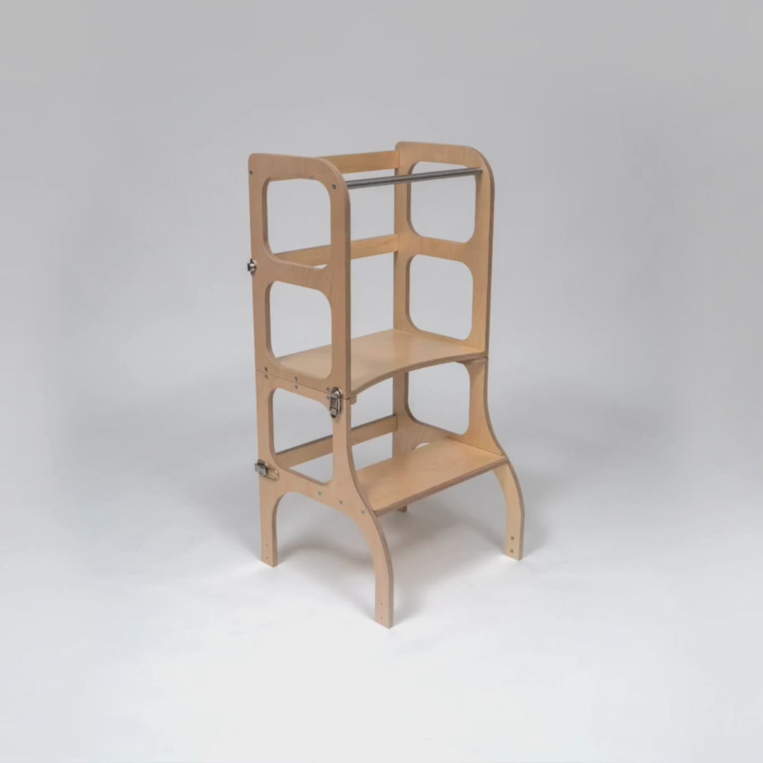 Ette Tete White 2 in 1 Learning Tower with Silver Catches