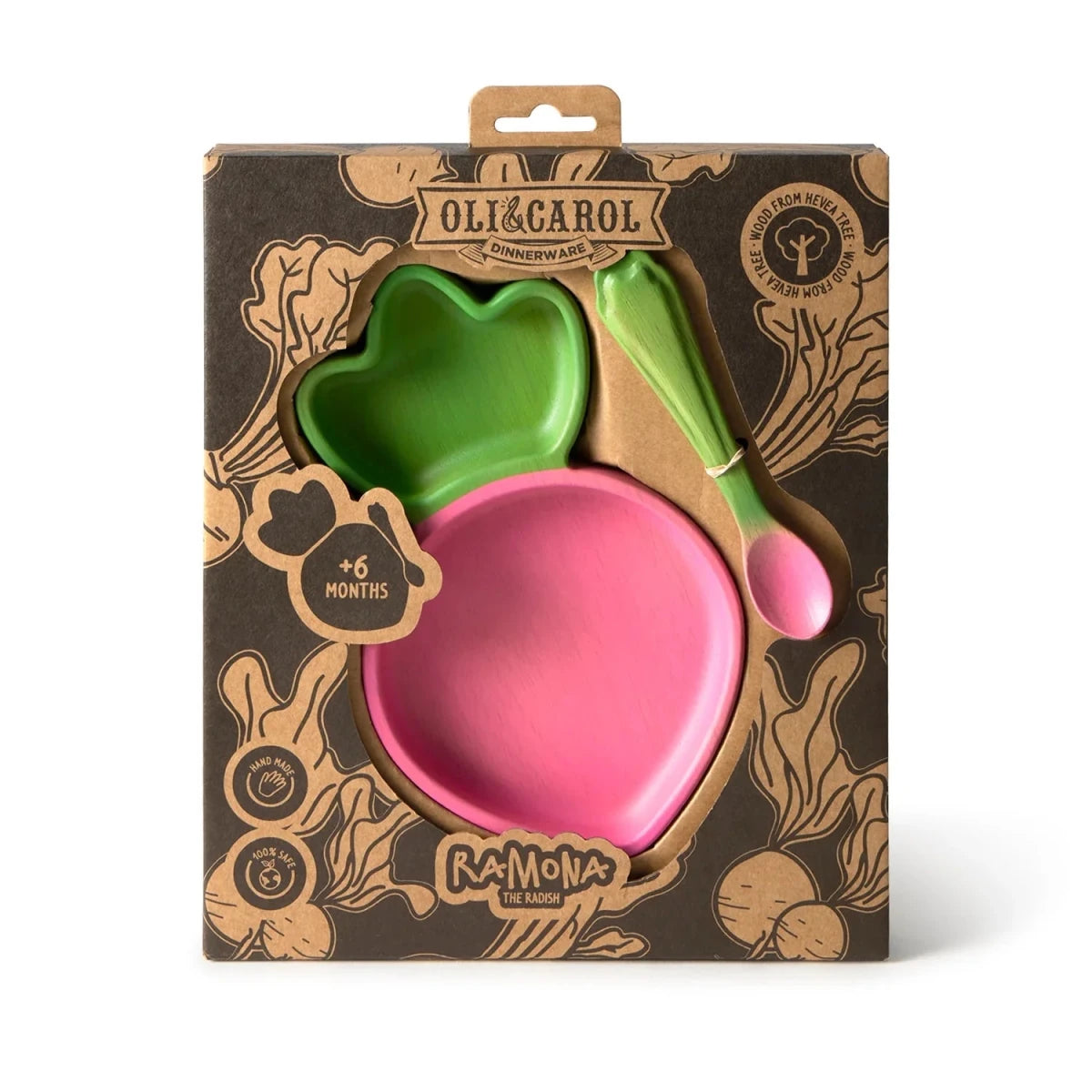 Oli&Carol Ramona the Radish Plate and Spoon Set – Tableware & Cutlery for children, available at Learning Bugs UK