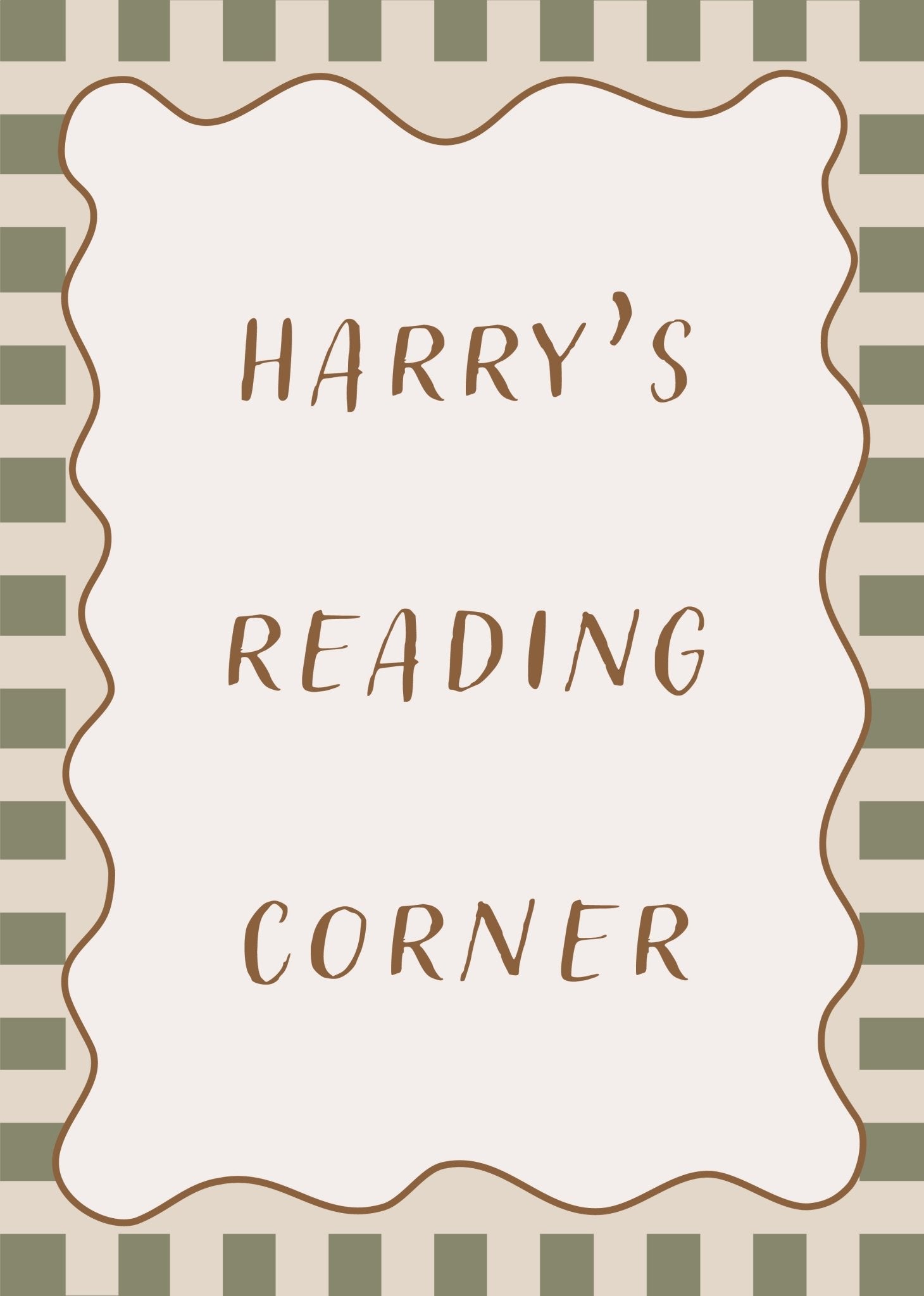 Buy Reading Corner (Personalised Print) - Checkerboard Edition | Print for kids by Learning Bugs UK