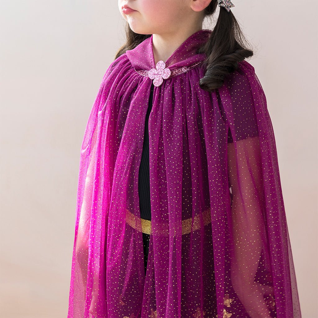 Buy Rex London Children’s Glitter Cape with Hood - Dark Pink | for kids by Learning Bugs UK