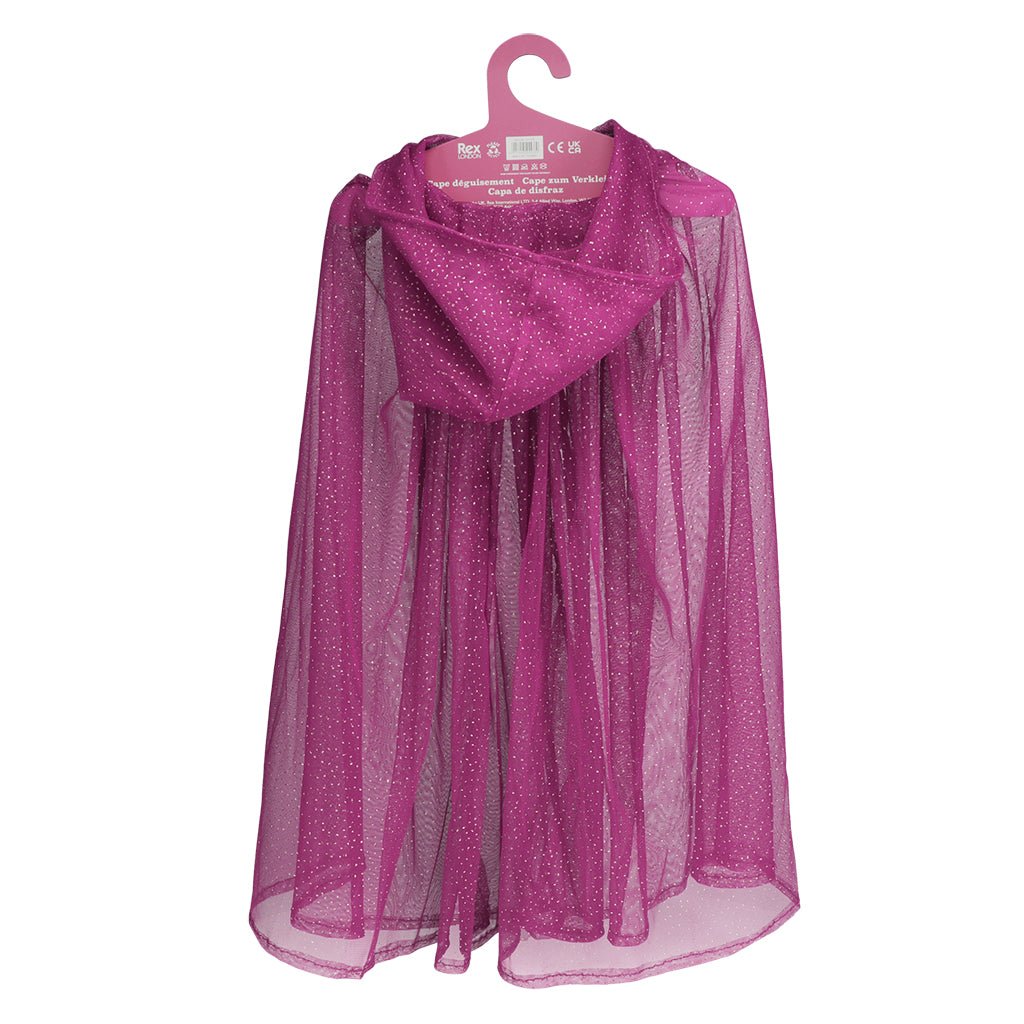 Buy Rex London Children’s Glitter Cape with Hood - Dark Pink | for kids by Learning Bugs UK