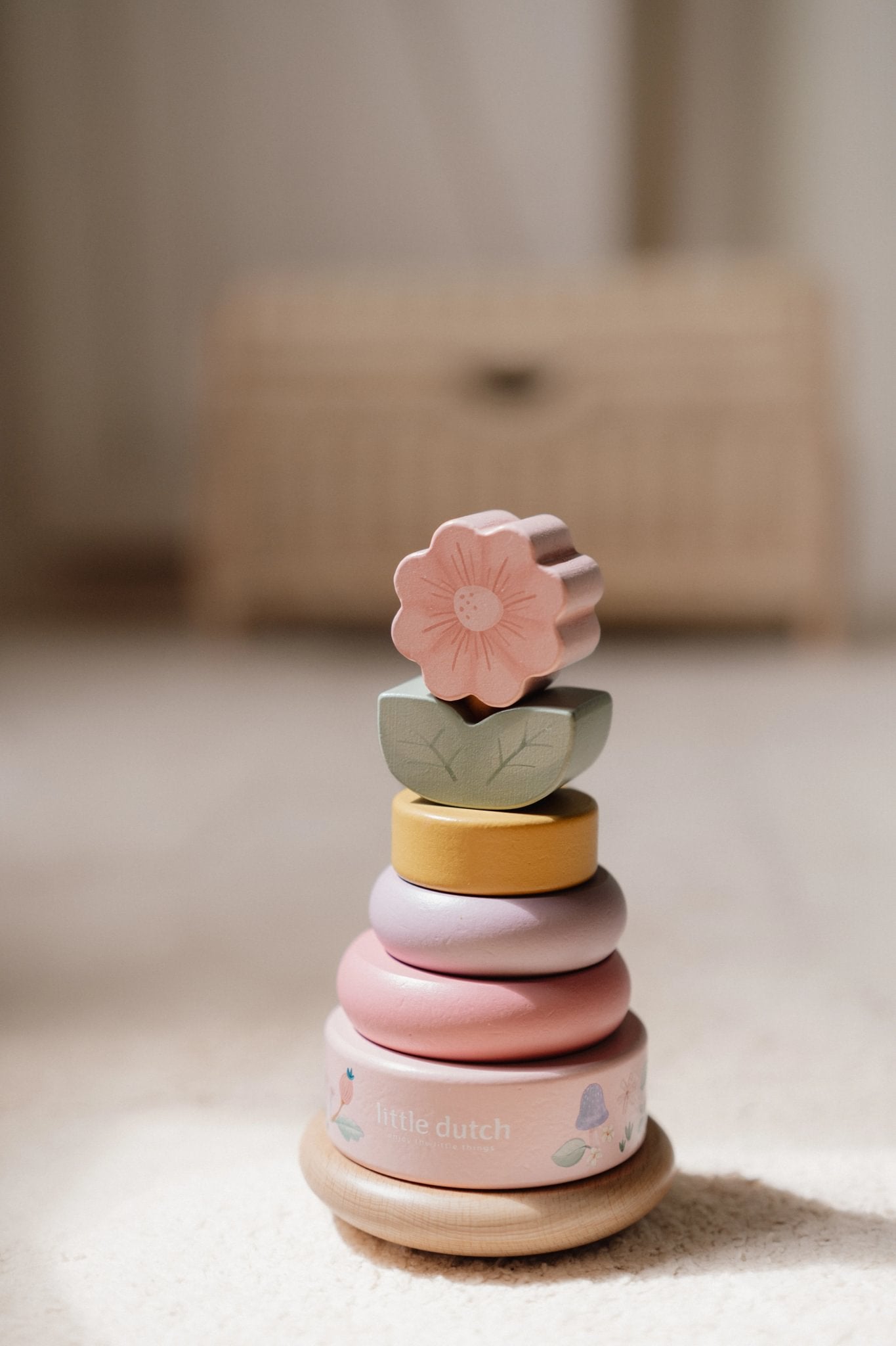 Little Dutch Wooden Rocking Ring Stacker - Fairy Garden – for children, available at Learning Bugs UK