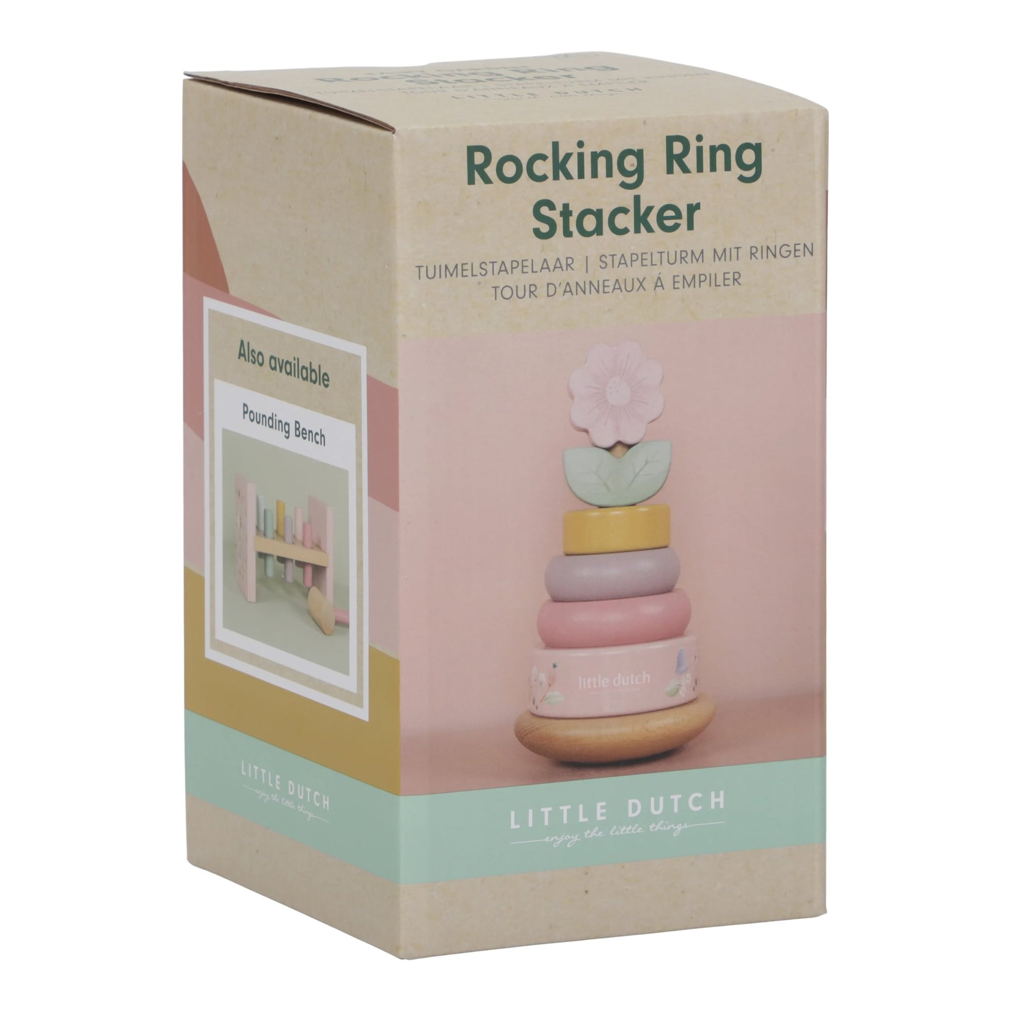 Little Dutch Wooden Rocking Ring Stacker - Fairy Garden – for children, available at Learning Bugs UK