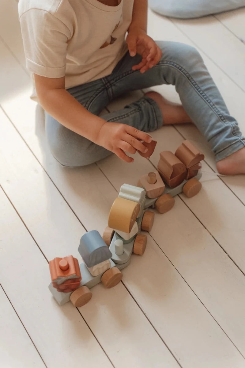 Little Dutch Wooden Stacking Train Forest Friends – Push and Pull Along Toys for children, available at Learning Bugs UK