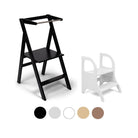 Ette Tete STEP'n'FOLD foldable learning tower in Black with MIIMO step stool in White