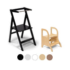 Ette Tete STEP'n'FOLD foldable learning tower in Black with MIIMO step stool in Wooden