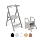Ette Tete STEP'n'FOLD foldable learning tower in Grey with MIIMO step stool in Grey