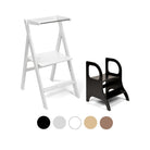 Ette Tete STEP'n'FOLD foldable learning tower in White with MIIMO step stool in Black