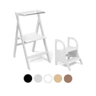 Ette Tete STEP'n'FOLD foldable learning tower in White with MIIMO step stool in White