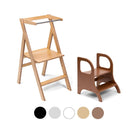 Ette Tete STEP'n'FOLD foldable learning tower in Wooden with MIIMO step stool in Mocha