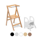 Ette Tete STEP'n'FOLD foldable learning tower in Wooden with MIIMO step stool in White