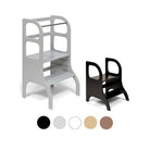 Ette Tete STEP UP learning tower in Grey with MIIMO step stool in Black