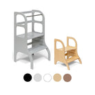 Ette Tete STEP UP learning tower in Grey with MIIMO step stool in Wooden