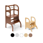 Ette Tete STEP UP learning tower in Mocha with MIIMO step stool in Wooden