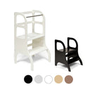 Ette Tete STEP UP learning tower in White with MIIMO step stool in Black