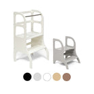 Ette Tete STEP UP learning tower in White with MIIMO step stool in Grey