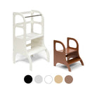 Ette Tete STEP UP learning tower in White with MIIMO step stool in Mocha