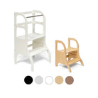 Ette Tete STEP UP learning tower in White with MIIMO step stool in Wooden