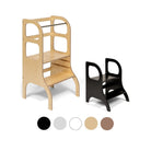Ette Tete STEP UP learning tower in Wooden with MIIMO step stool in Black