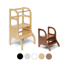 Ette Tete STEP UP learning tower in Wooden with MIIMO step stool in Mocha