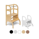 Ette Tete STEP UP learning tower in Wooden with MIIMO step stool in White