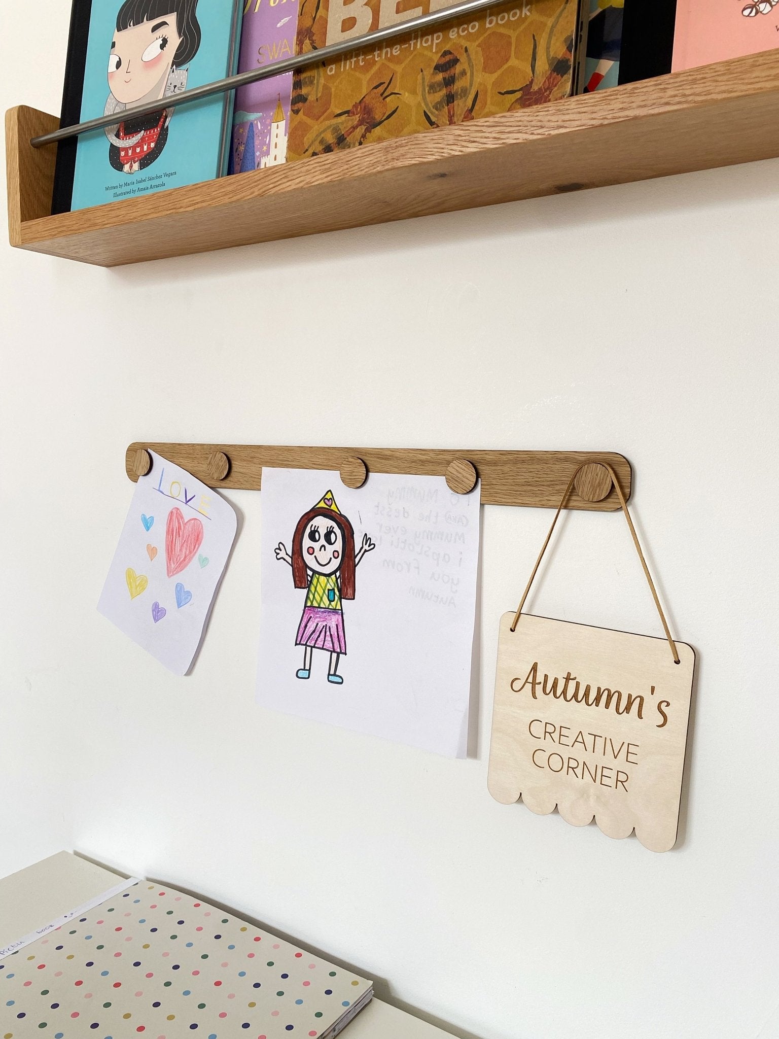 Buy The Art Display Bar - Straight - Oak | Wall Hangings / Display for kids by Learning Bugs UK