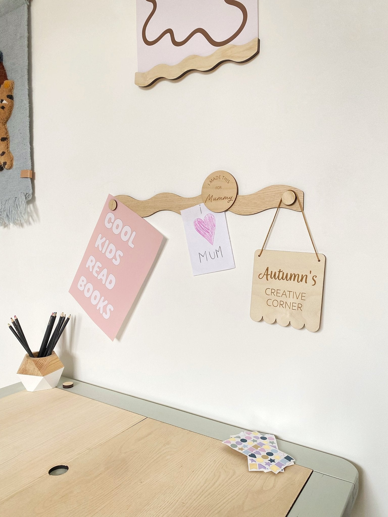 Buy The Art Display Bar - Wavy - Ash | Wall Hangings / Display for kids by Learning Bugs UK