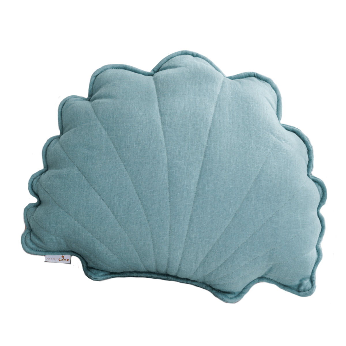 MINICAMP Linen Sea Shell Pillow – Mint Throw Pillow for Coastal & Beach Decor – Decorative Pillows for children, available at Learning Bugs UK