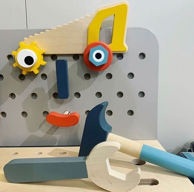 Buy Table Top Tool Bench | Wooden tool bench playset for kids by Learning Bugs UK