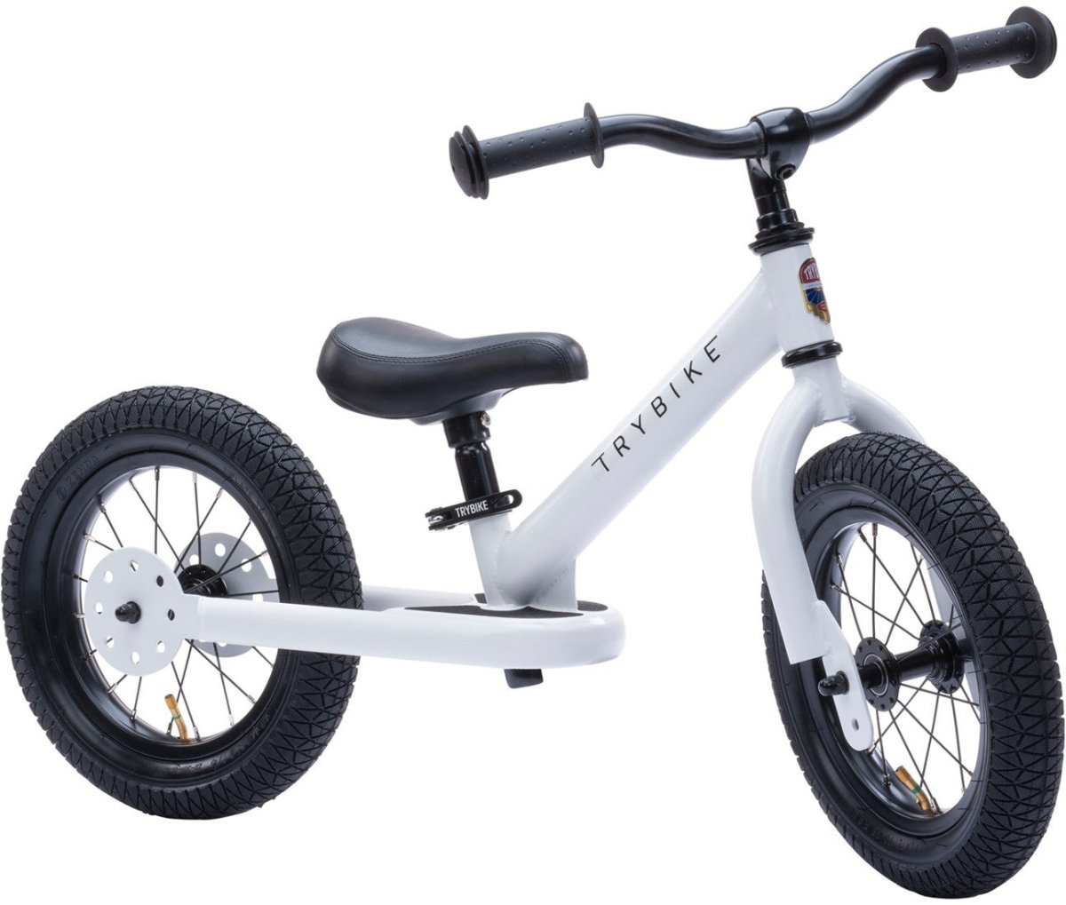 Trybike Steel White Balance Bike – for children, available at Learning Bugs UK