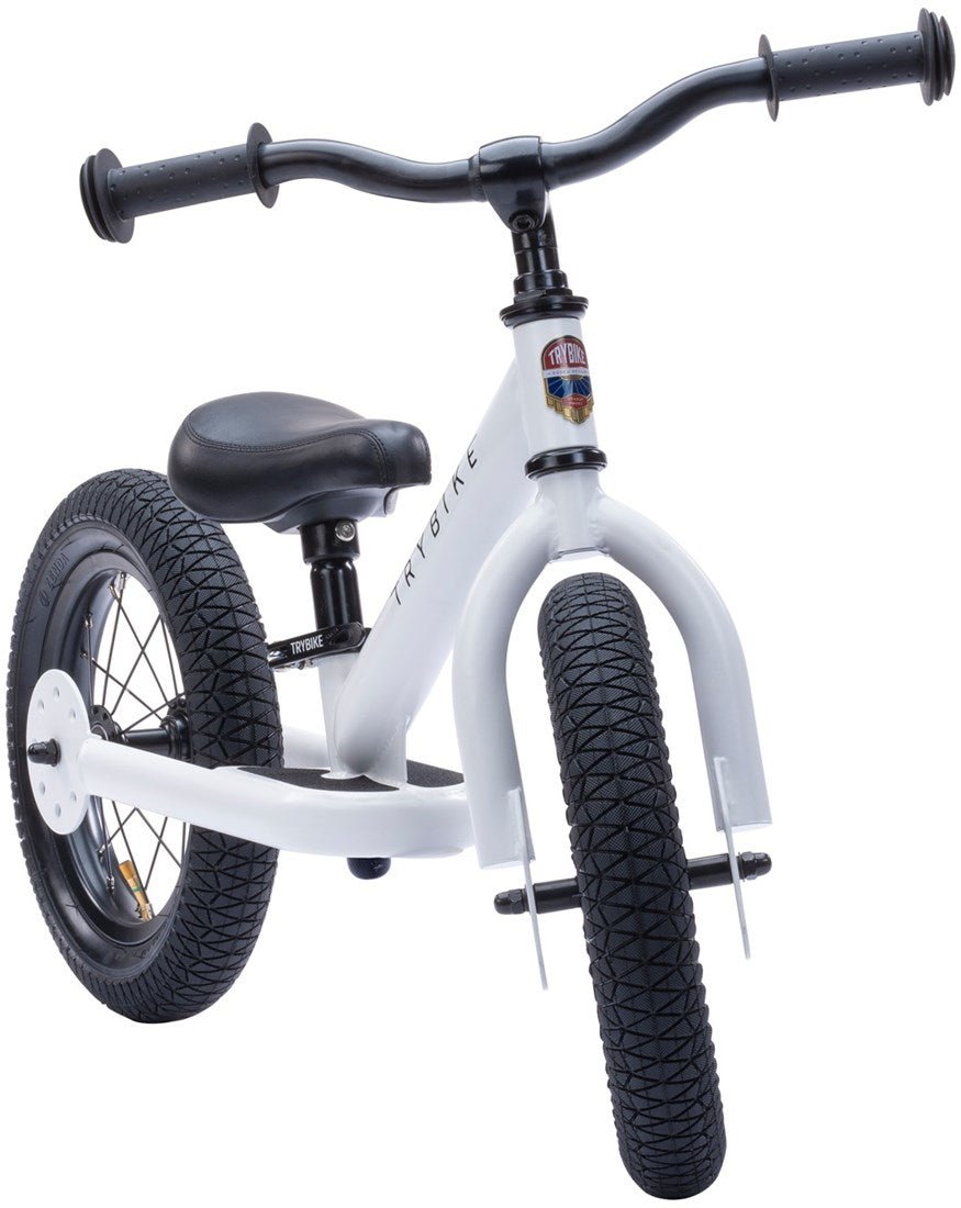 Trybike Steel White Balance Bike – for children, available at Learning Bugs UK