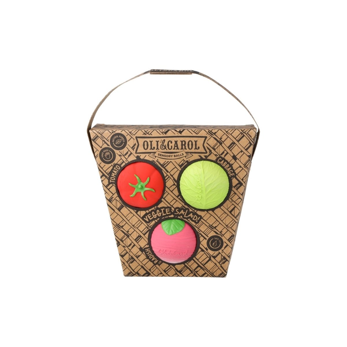 Oli & Carol Baby Sensory Ball Veggie Salad – Baby Sensory Toys for children, available at Learning Bugs UK