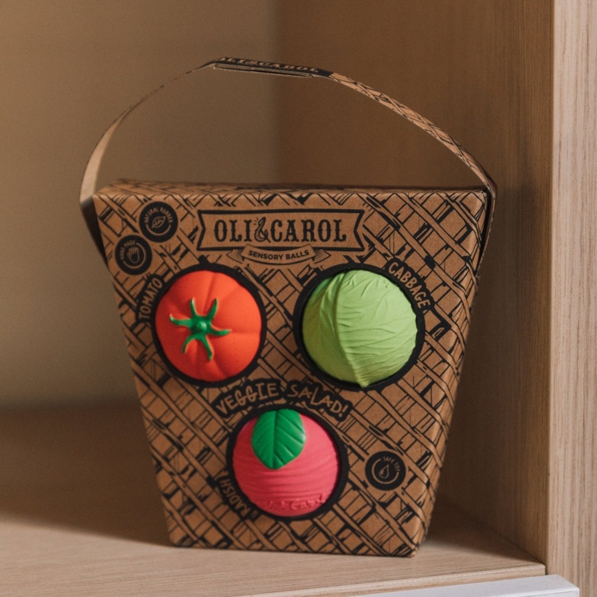 Oli & Carol Baby Sensory Ball Veggie Salad – Baby Sensory Toys for children, available at Learning Bugs UK