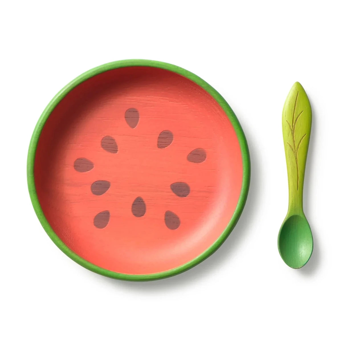 Oli&Carol Wally the Watermelon Plate and Spoon Set – Tableware & Cutlery for children, available at Learning Bugs UK