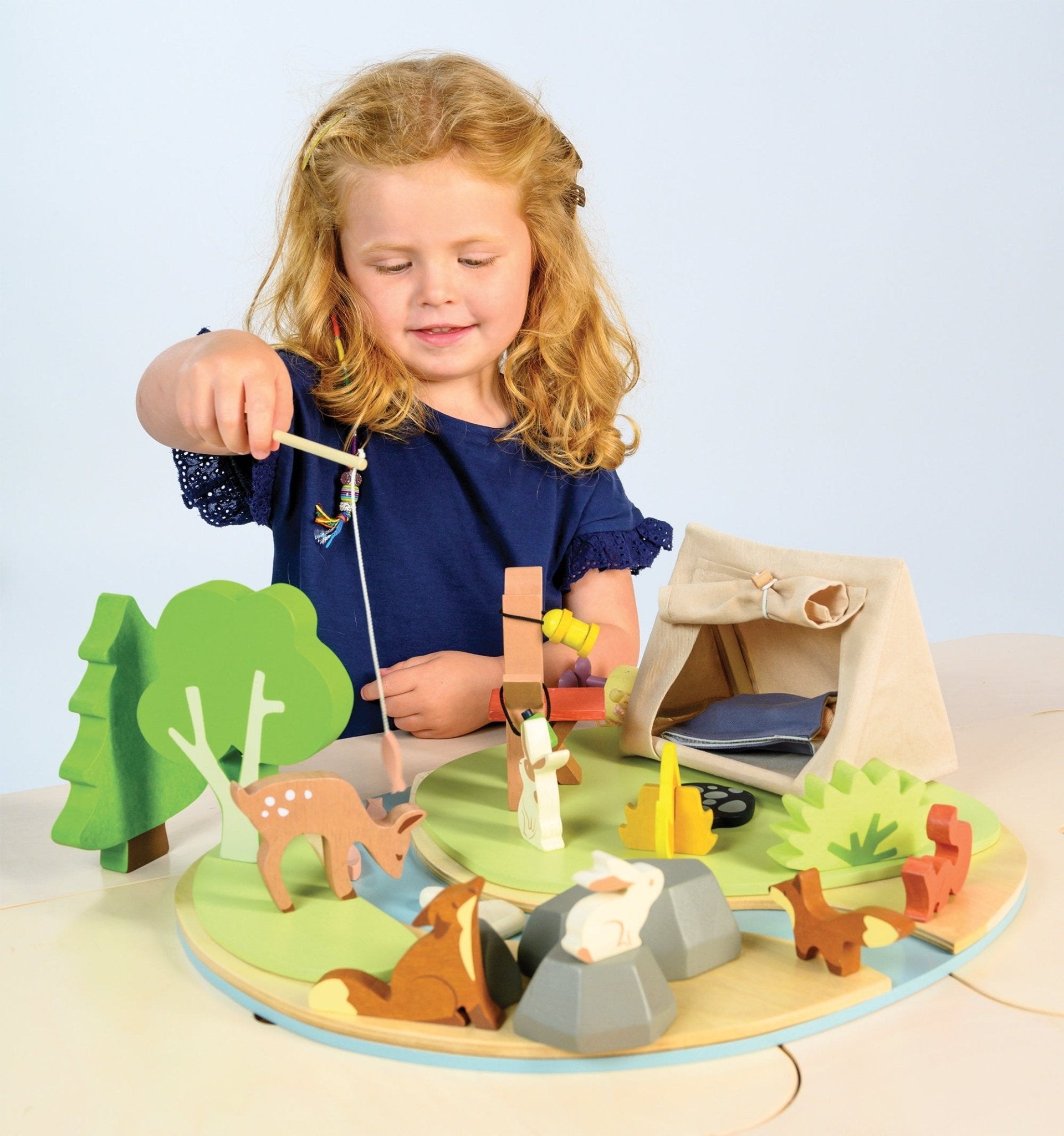 Buy Wildlife Camping Playset | Wooden dolls house playset for kids by Learning Bugs UK