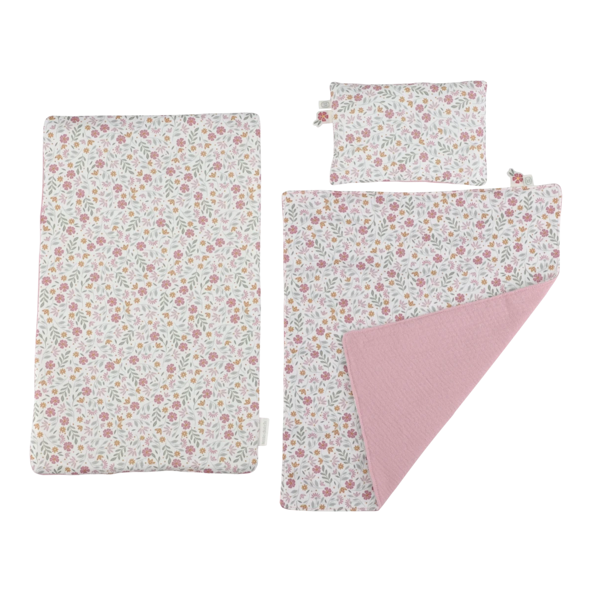 Wooden Doll Bed FSC With Textiles – for children, available at Learning Bugs UK