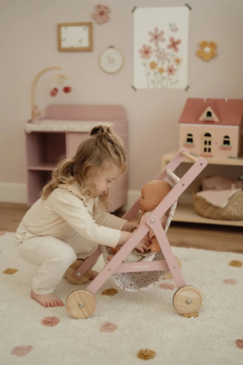 Little Dutch Wooden Doll Stroller – Doll accessories for children, available at Learning Bugs UK